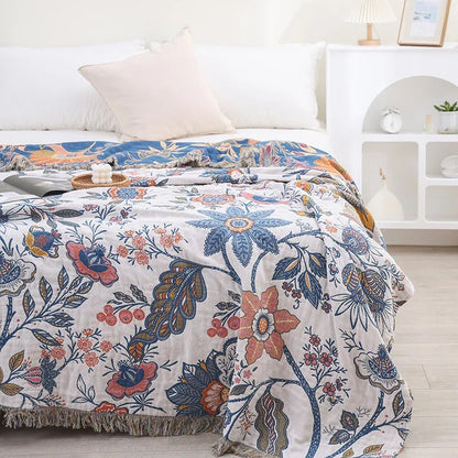 BrushBloom Boho Throw – Lightweight Artistic Floral Blanket for Layered Living