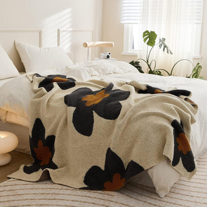 BloomWeave Floral Knitted Blanket – Soft Layers of Calm & Artistic Charm