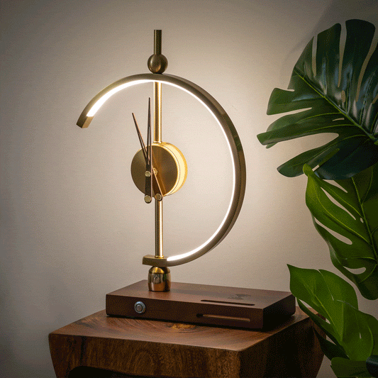 NokoriLight Desk Companion – Luxury Lamp, Clock & Wireless Charger